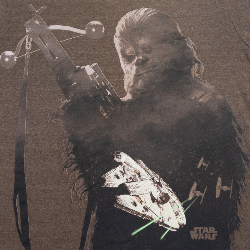 Disney Star Wars Chewbacca Tee Mens L Brown Graphic Print Short Sleeve Tshirt